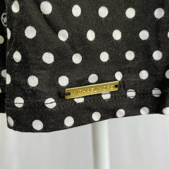 New Michael Kors Logo Polka Dot Print Flare Sleeve Top Black White Size Small - Picture 12 of 16
